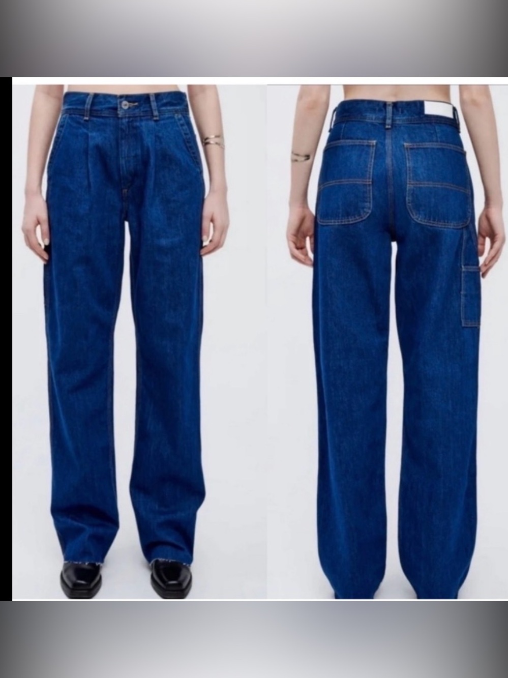 Re/done Utility Loose Jeans Size 28 Mom Jean Straight Leg Cargo NWT Medium Wash